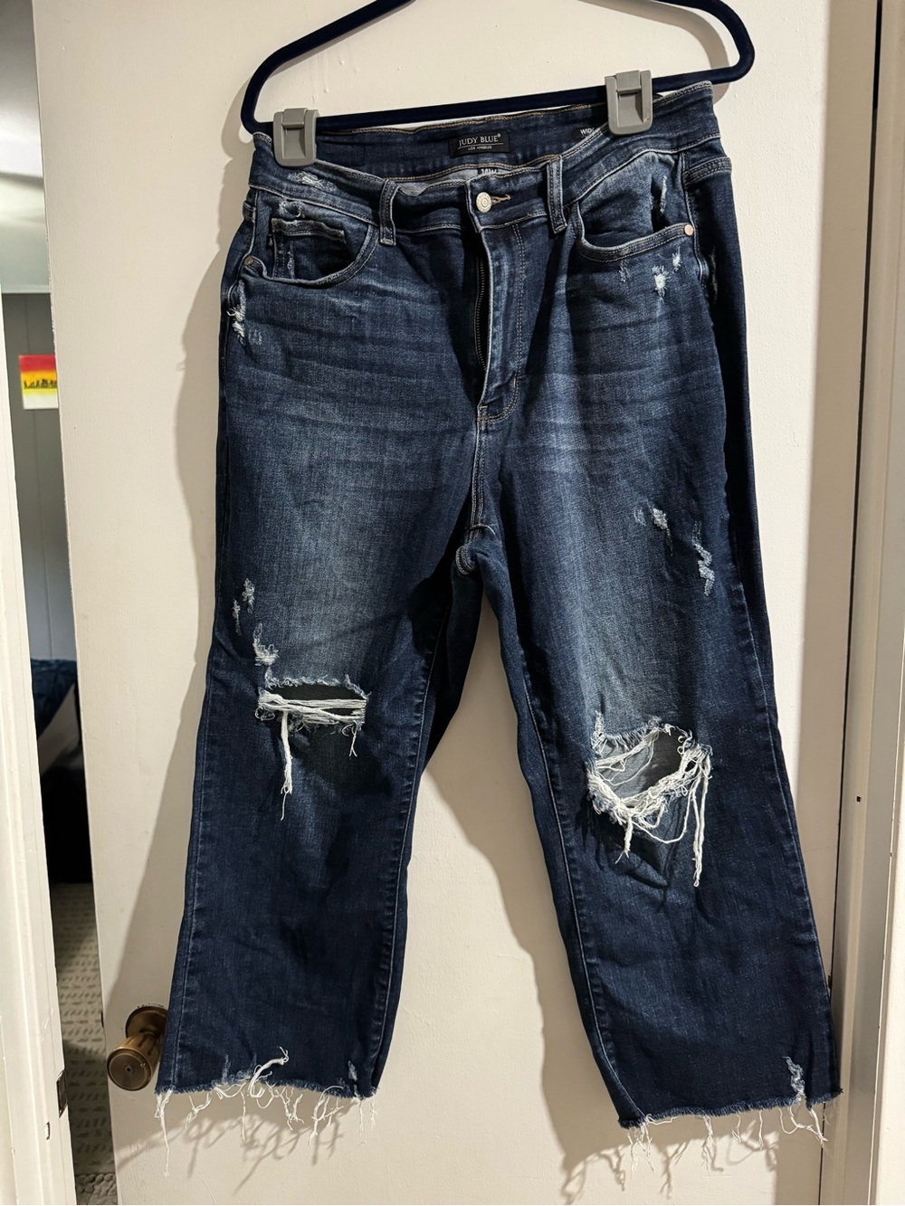 Judy Blue Distressed Dark Blue Relaxed Jeans